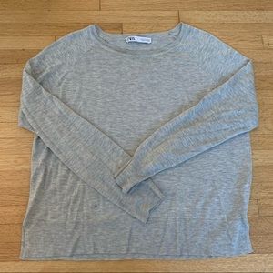 Zara grey thin crew neck sweater